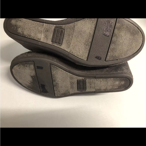 Tom's Women's Grey Suede Leather Desert Wedge Hot Pink Lace Up Booties size 7 - Picture 8 of 8